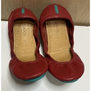 Tieks by Gavrieli Cardinal Red Leather Ballet Flats Size 8 Foldable Travel Shoe